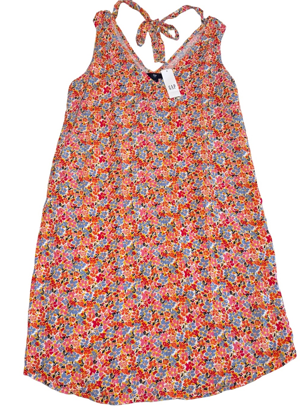 NWT Gap Floral Sleeveless V-Neck Tie Neck Shift Dress Women’s S